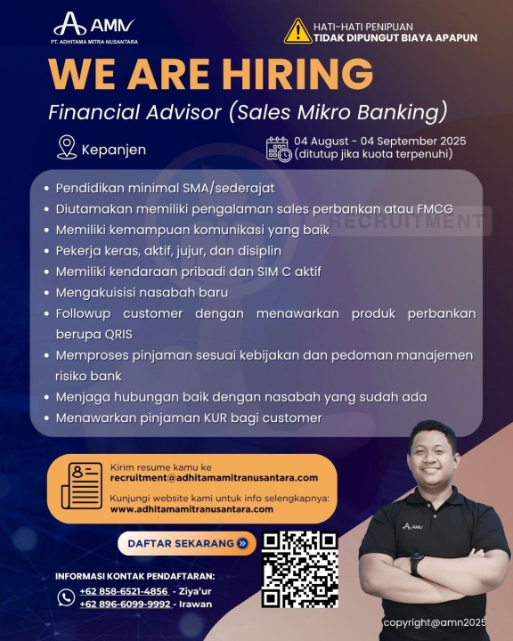 Financial Advisor (Sales Mikro Banking) - Kepanjen, Kab. Malang